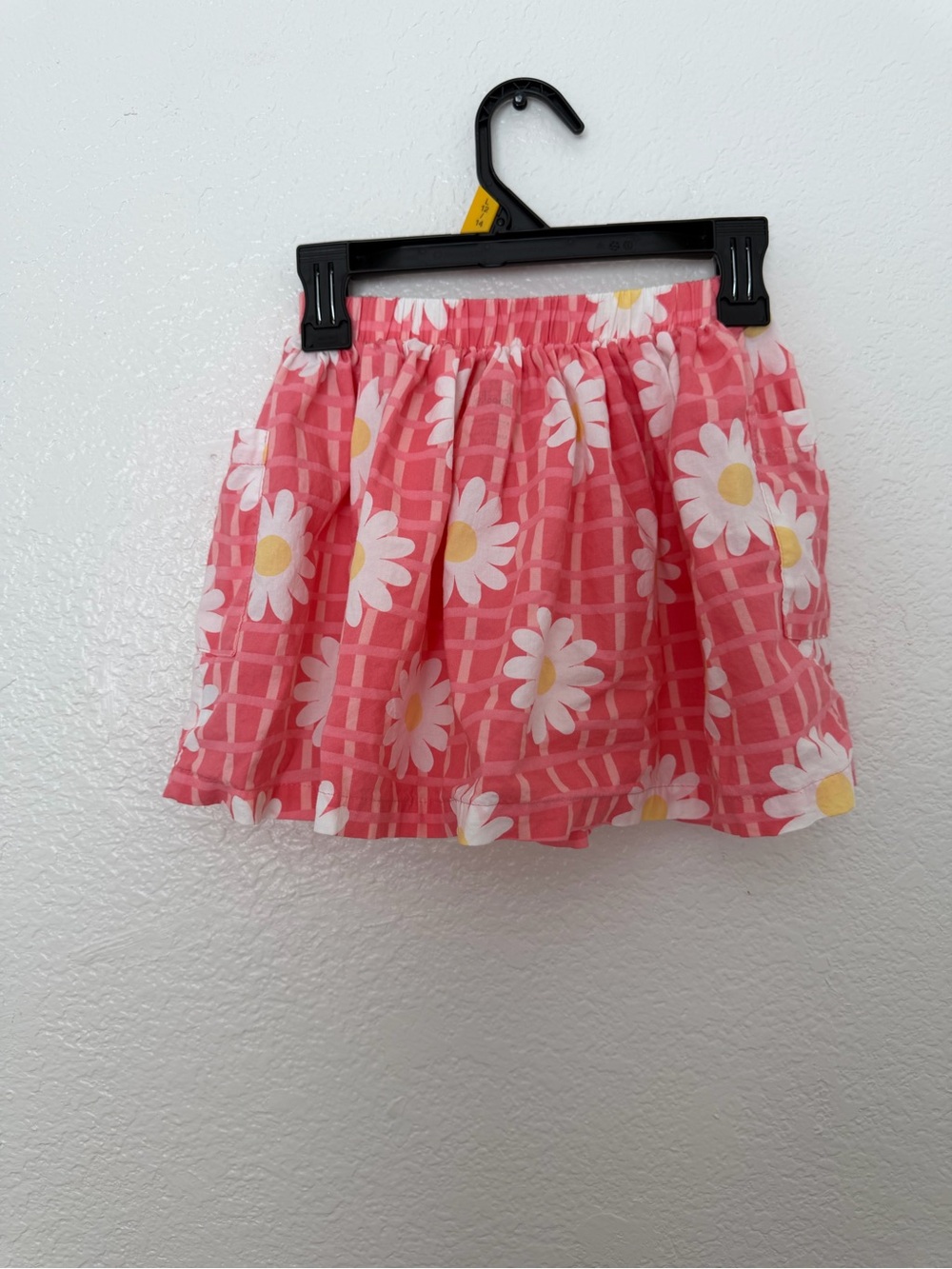 Peppa Pig Girls Pink Daisy Floral Grid Skirt with Pockets - Size 5T